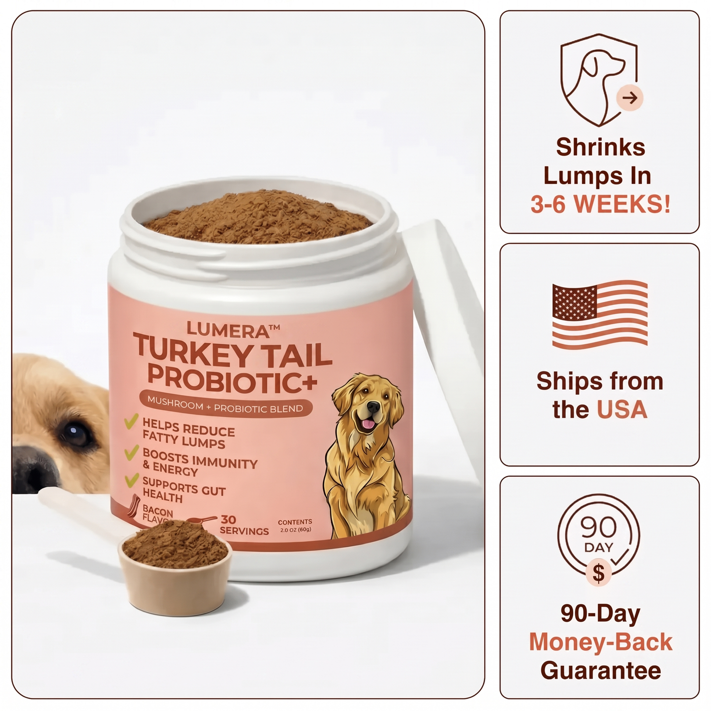 Turkey Tail Probiotic+  Bacon Flavor
